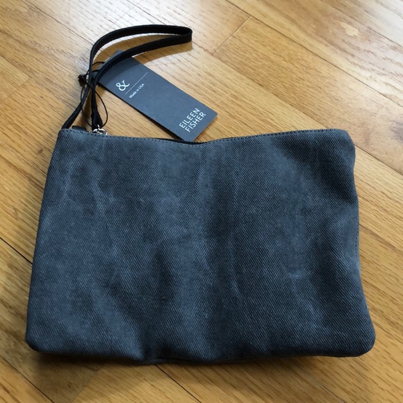 Eileen Fisher Handbags - NWT Eileen Fisher Gray ZIP Pouch Wristlet .